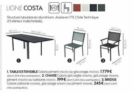 table extensible Costa