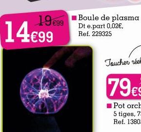 19 €99  14€99  Boule de plasma Dt e.part 0,02€, Ref. 229325  Toucher réel 