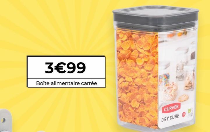 3€99  Boîte alimentaire carrée  CURVER  DRY CUBE  79 
