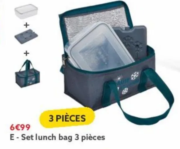 set lunch bag 3 pièces