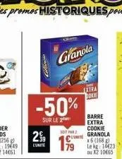 lifincia  -50%  sur le 2  29  l'unite  granola  sofa  extra dokie  barre  extra  cookie granola x6 (168) le kg: 14€23 ou x2 10665 