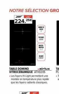 puissance 3000w  table domino airlux vitroceramique ath320s •les foyers hi-light permettent une montée en température plus rapide que les foyers radiants dassiques.  mar 2+2  scite enfant 
