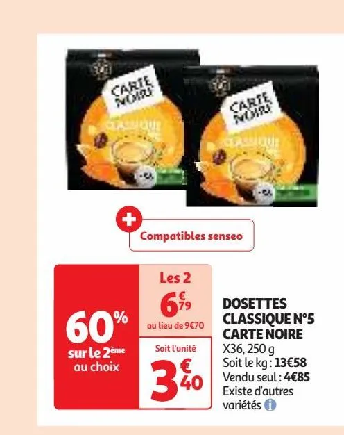  dosettes  classique n°5  carte noire