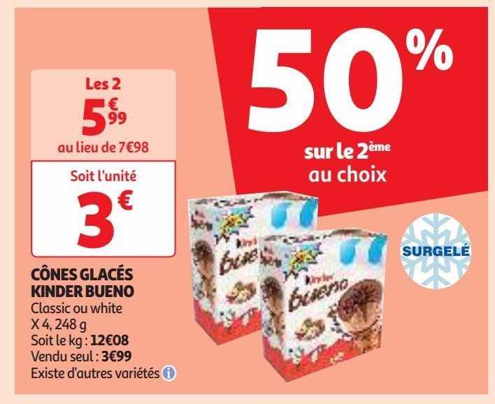 CÔNES GLACÉS  KINDER BUENO