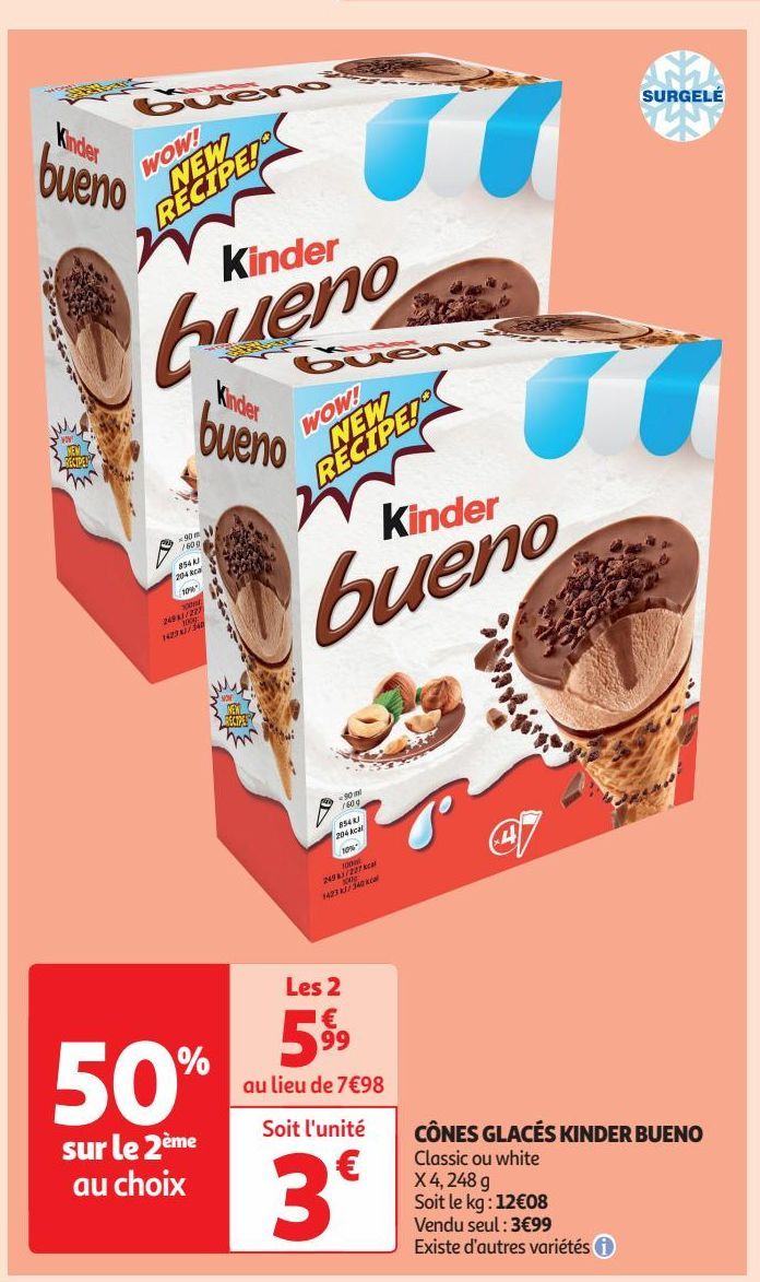  CÔNES GLACÉS KINDER BUENO