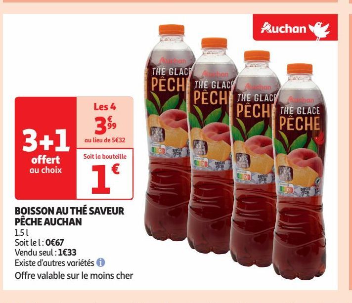  BOISSON AU THÉ SAVEUR  PÊCHE AUCHAN