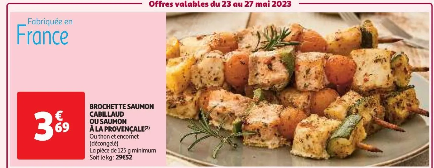 brochette saumon  cabillaud  ou saumon  à la provençale