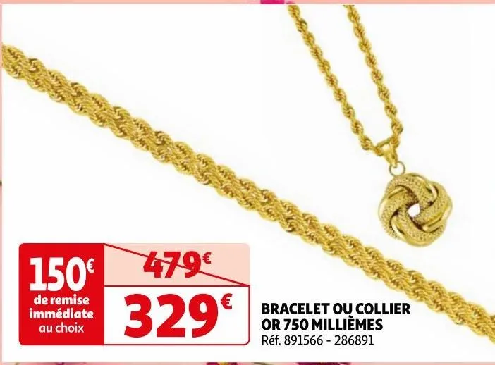 bracelet ou collier or 750 milliemes