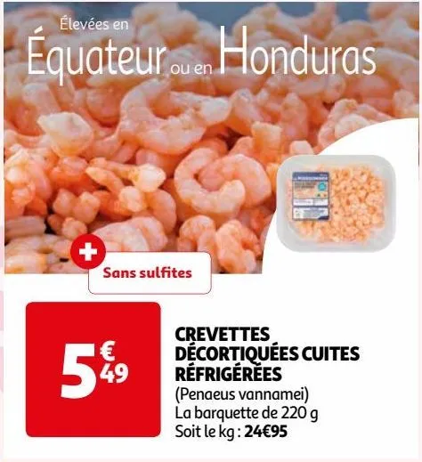 crevettes décortiquées cuites réfrigérées