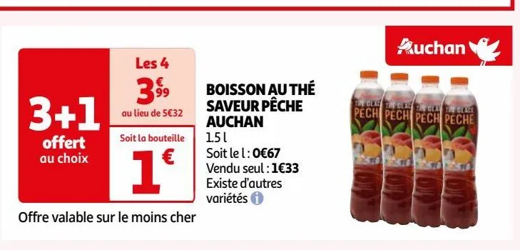 boisson au thé saveur pêche auchan