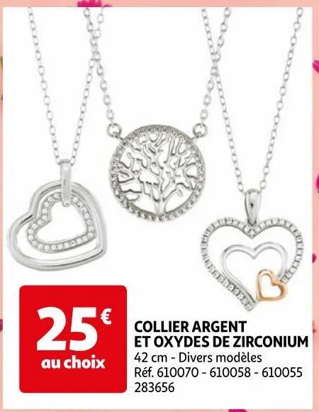 collier argent et oxydes de zirconium 