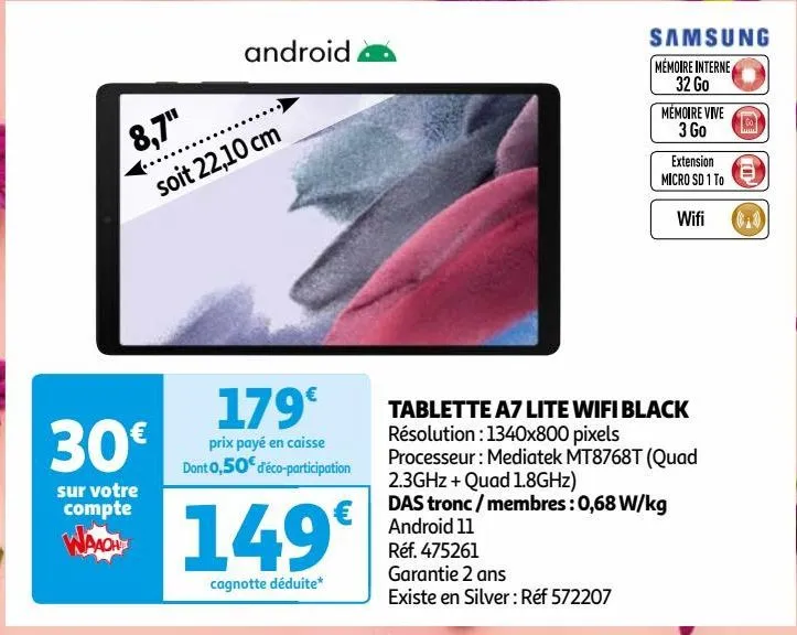 tablette a7 lite wifi black