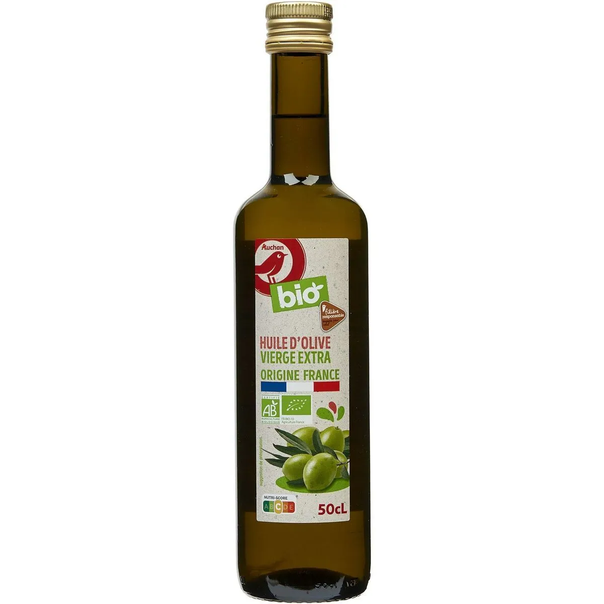 huile olive vierge extra bio filière auchan "cultivons le bon"