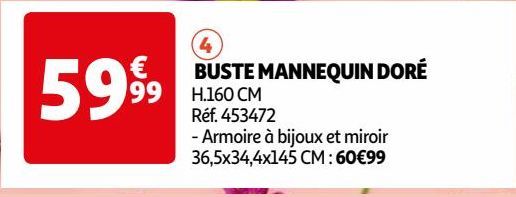 BUSTE MANNEQUIN DORÉ