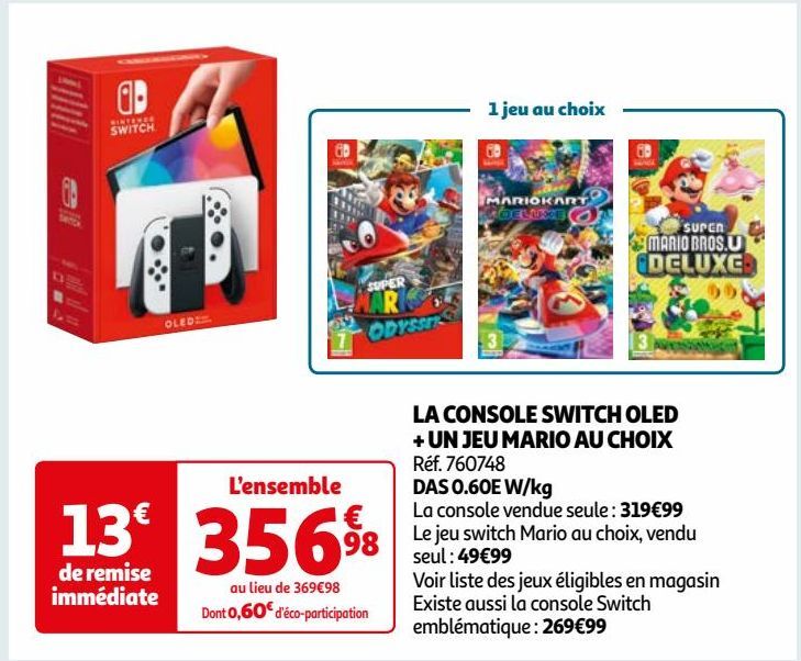 LA CONSOLE SWITCH OLED + UN JEU MARIO AU CHOIX