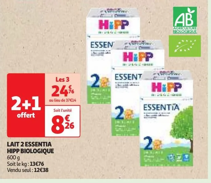 lait 2 essentia hipp biologique 