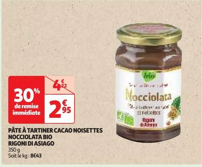 pâte à tartiner cacao noisettes nocciolata bio rigoni di asiago 