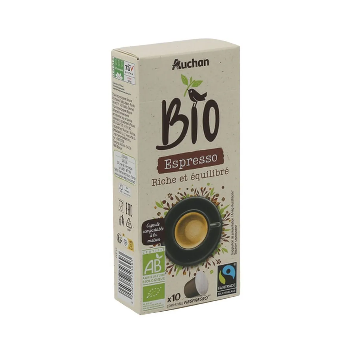 capsules de café espresso compostables auchan bio
