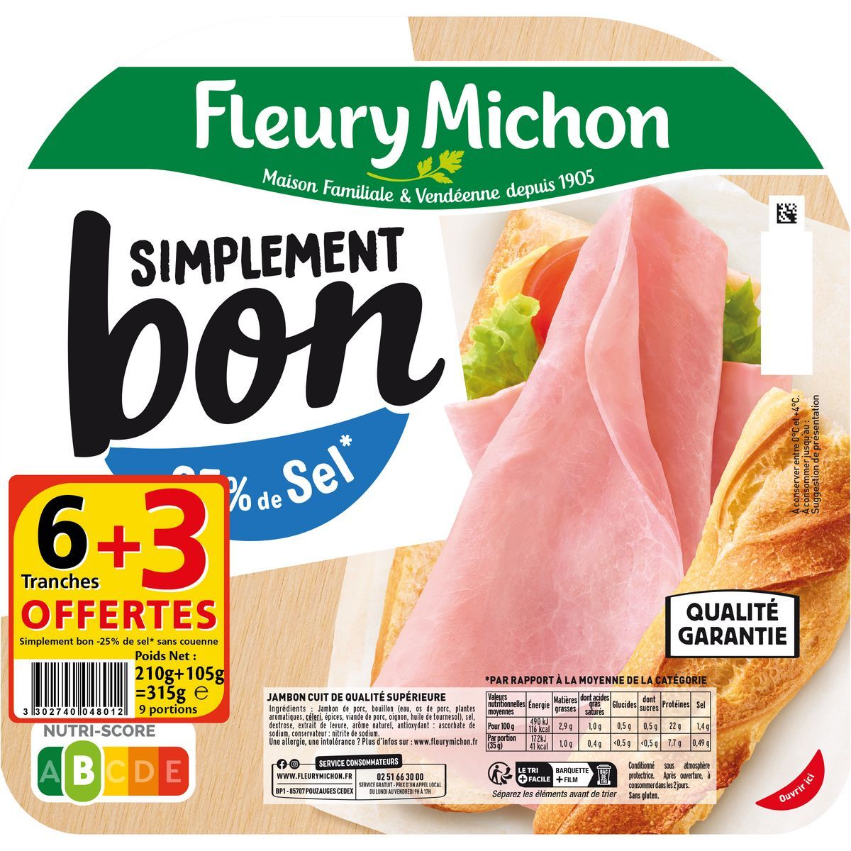 JAMBON SIMPLEMENT BON FLEURY MICHON