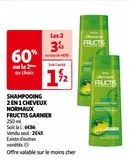 SHAMPOOING 2 EN 1 CHEVEUX NORMAUX FRUCTIS GARNIER offre à 2,45€ sur Auchan