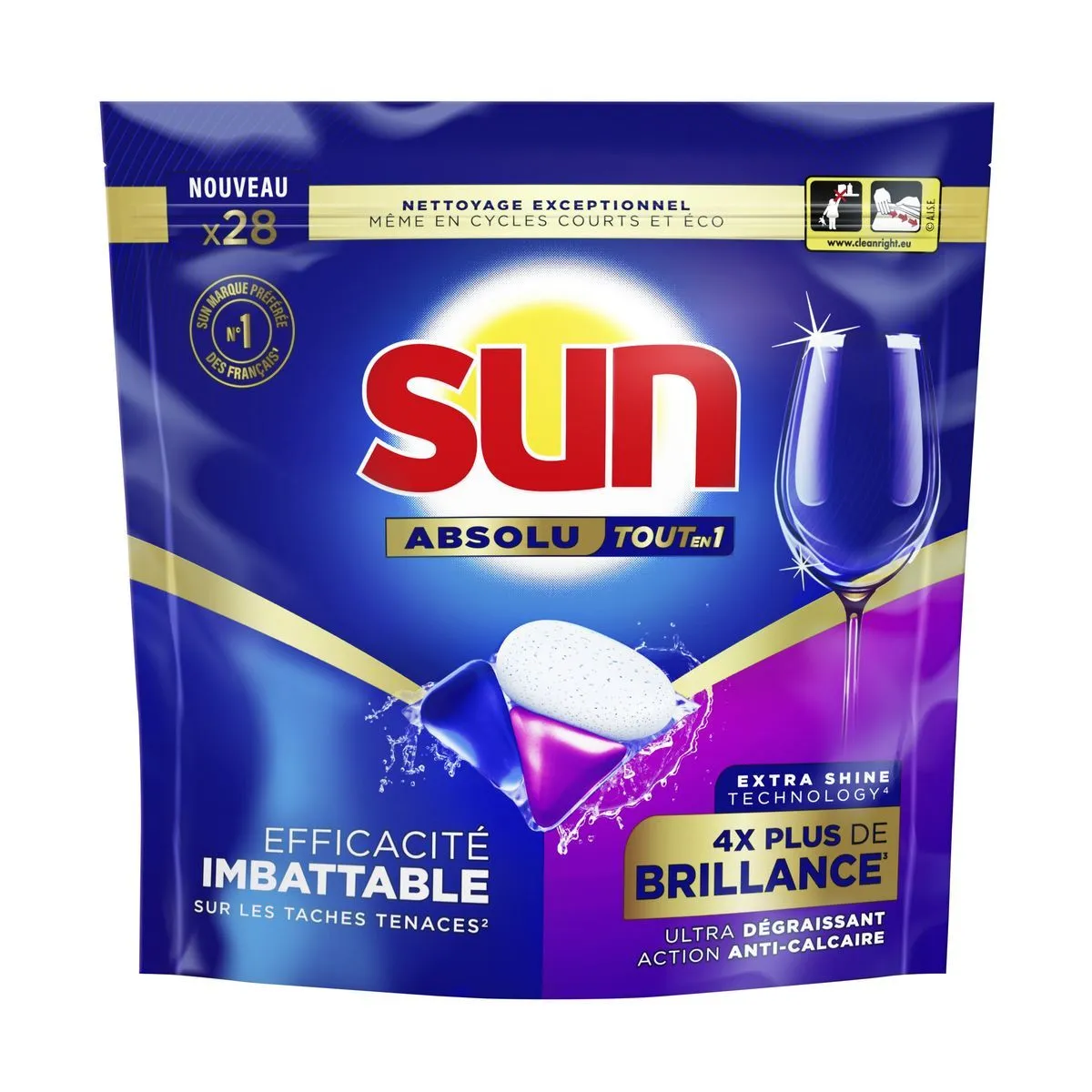 tablettes lave-vaisselle tout-en- 1 absolu sun(