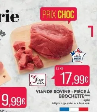 prix choc  race  viande  le kg  viande bovine française  1 