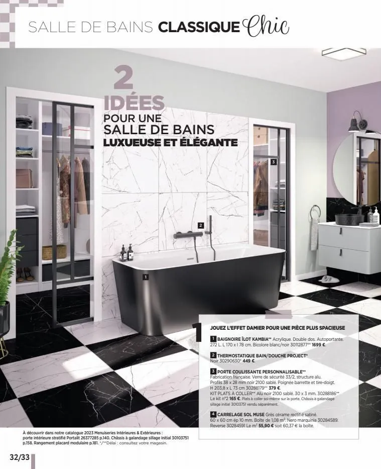 salle de bains classique chic  2 idées  pour une  salle de bains luxueuse et élégante  à découvrir dans notre catalogue 2023 menuiseries intérieures & extérieures :  porte intérieure stratifié portali