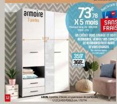 armoire 3 portes  LEON pot  359 368  7378 X 5 mois SANS FRAIS  de pa  L1275H55 P2055m 175774  Holl 