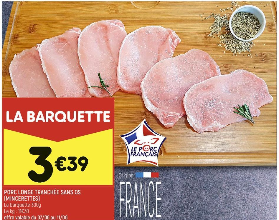 PORC LONGE TRANCHÉE SANS OS (MINCERETTES)