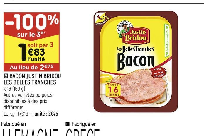 BACON JUSTIN BRIDOU LES BELLES TRANCHES