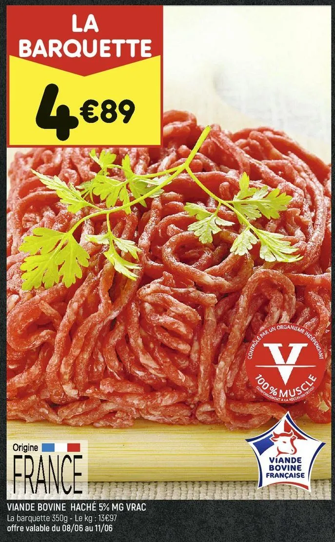 viande bovine haché 5% mg vrac