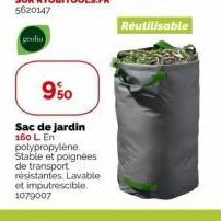 geolia  9%0  Sac de jardin 160 L En polypropylene Stable et poignées de transport résistantes Lavable et imputrescible. 1079007  Réutilisable 