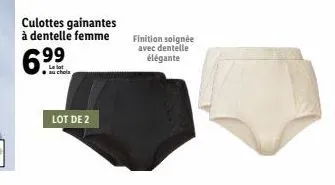 culottes gainantes à dentelle femme  6.  lot de 2  finition soignée avec dentelle élégante 