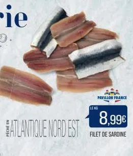 atlantique nord est  le kg  pavillon france  8,99€  filet de sardine 