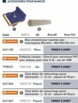 code  cofratel  3421108  cofratel  7758237  accessoires pour banche  ecofratel  3421048  cofratel  3421049  rétpro uv  bloc aimanté pour maintien des  mannequins blockfix - 85x150x150 mm  produit à co