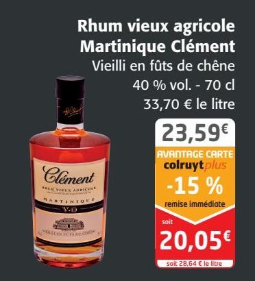 Rhum vieux agricole Martinique Clément 