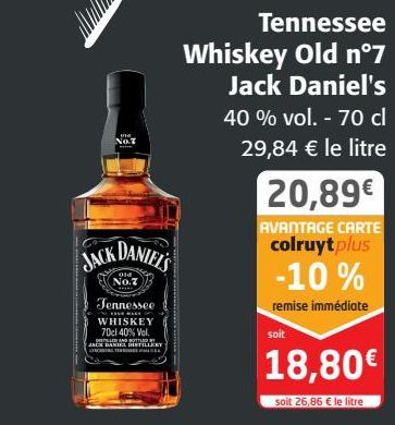 Tennessee Whisky Old n°7 Jack Daniel's