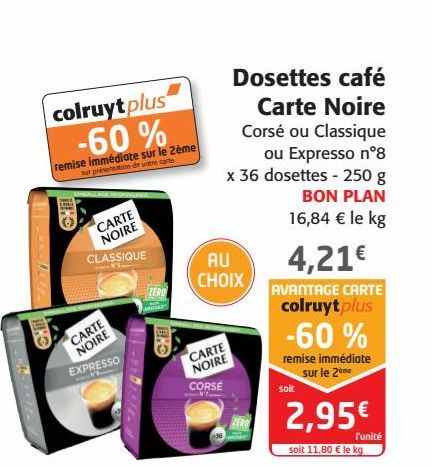 Dosettes café Carte noire