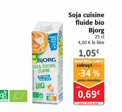 Soja cuisine fluide bio Bjorg