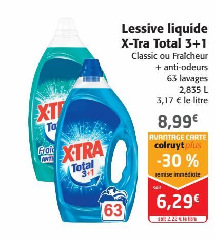 Lessive liquide X-tra Total 3+1