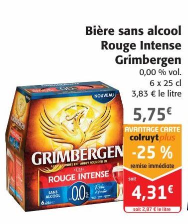 Bière sans alcool Rouge Intense Grimbergen