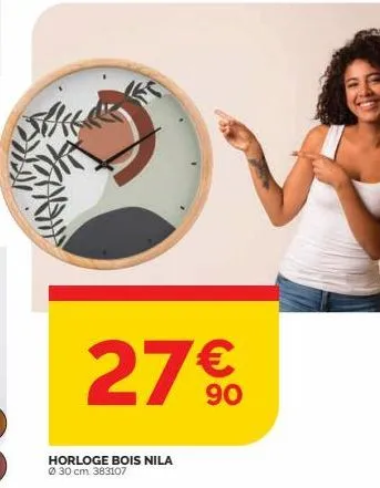 27€  horloge bois nila ø 30 cm. 383107 