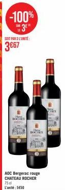 C  AOC Bergerac rouge CHATEAU ROCHER 75d L'unité: 5€50  a 