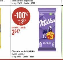 chocolat au lait Milka