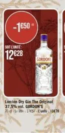 -1650- soit l'unité  12€28  london dry gin the original 37,5% vol. gordon's 70 let: 1765-l'unité: 13678  gordon 