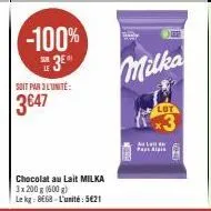 chocolat au lait milka