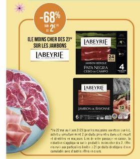 -68%  (LE MOINS CHER DES 21* SUR LES JAMBONS LABEYRIE  LABEYRIE  JAMBONIBERQUE PATA NEGRA CEBO DE CAMPO  LABEYRIE  24  JAMBON BAYONNE  www  12 ME 