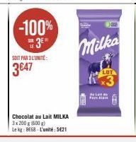 chocolat au lait Milka