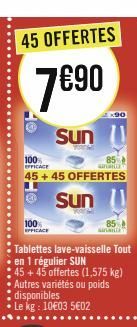 100% EFFICACE  unan  45+45 OFFERTES  sun  100%  Sinani  x90 