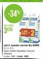 -34%  shim  jorg borg  mande  ande  lot-2  différents  le litre 1660-l'unité: 4€85 